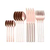 Conjuntos de utensílios de jantar conjunto de talheres de aço inoxidável Faca de faca de garfo de talheres de mesa cheia 16pcs galhos de talheres de ouro rosa