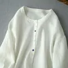 Kadınlar bluz Japonya tarzı bahar kadın bluz temel üstler o yaka tek göğüslü gevşek pamuk keten gömlek tüm eşleşme kıyafetleri 2023 i926
