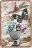 Flores coloridas de flores vintage Art Poster placas de metal sinais de girassol margarida borboleta placa de lata de metal para sala de estar em casa arte decoração personalizada tamanho 30x20cm w02