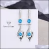 CAR DVR CHARM S925 Stamp Sier Plated Crystal Charms Pink Blue White Zircon Earrings Tassel Hook Type Womens Fashion SMEEXCH WEDDULE PARTY DR DHDW5