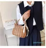 Shoulder Bags Ins Fashion Ladies 2023 Summer Bucket Rattan Pearl Luxury Women Messenger Purses Woven Hollow Straw For 022