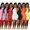 Designer de verão macacão feminino manga curta macacões casual sólido zíper bodycon playsuits uma peça outfits macacão roupas em massa 9366