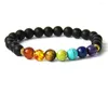 Strand Muti-color Mens Bracciali Black Lava 7 Chakra Healing Balance Beads Bracciale per le donne Reiki Prayer Yoga Stones