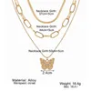 Hanger kettingen 3-pcs ringen voor vrouwen ins-stijl vlinder nek ketting meerlagige kraag ketting set