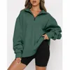 Kadın Hoodies Sweatshirts Sonbahar ve Kış Avrupa Amerika Asya Gündelik Top Yarım Zip Kazak Uzun Kollu 230227