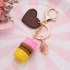 Porte-clés femmes Macaron gâteau porte-clés PU amour alliage feuille porte-clés breloque sac pendentif anneau fête cadeau bijoux K3006