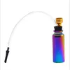 Metal aluminum water pipe ice blue dazzling color glass filter pipe portable cleaning small water bottle