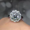 Womens Diamond Ring Fashion Flowers Moissanite Rings Jewelry Wedding Engagement Ring For Women