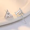 Stud Earrings Sterling Silver Fine Jewelry Zirconia Geometry Triangle For Women Brincos De Prata S-E210StudStud