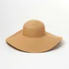 Wide Brim Hats Summer Solid Color Straw Hat Women Big Wide Brim Beach Hat Simple Foldable Travel Sun Hat Sunscreen UV Resistant Panama Sun Cap G230227