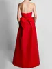 Tute rosse Abito da sera Treno staccabile 2023 Sweetheart Raso con fiocco Prom Abiti da cerimonia per le donne Natale Abendkleider Vestidos De Feast