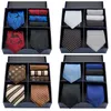 Neck Ties Highend Mens Tie Set Set Box с костюмами карманных квадратных костюмов для вечеринки для свадебного бизнеса Vintage Floral Gravata Men Gifts J230227