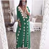 Etnisk kläder Fashion Casual V Neck Robe Tassel Solid Color Sequin Slim Dress Women Muslim Evening Daily Party Home Clothes 230227