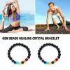 Bracciale in pietra naturale ematite Bracciale in 7 chakra Guarigione perline di equilibrio Anti-ansia Coppia gioielli Corda elasticizzata in cristallo