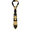 Rancos de pescoço, onde o padrão barroco dourado e o padrão de novidade amarra a moda masculina de gravata preta colorida verde pescoço para homens Paisley Floral Bowtie J230227