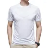 Camisetas de camiseta de verão de verão masculino de camiseta curta de mangas masculinas de seca esportiva de seda de seda gelo masculino tops casuais