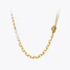 Chains Kpop Beads Natural Pearl Necklace For Women Gold Color Link Chain Choker Stainless Steel Collier Fashion Jewelry P3253Chains