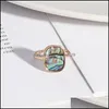 Cluster Rings Rec Purple Lapis Lazi Stone Abalone Shell Fashion Inner Dia 1.7Cm Gold Color Brincos Pendientes Jewelry For Women Drop Dhgop