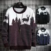 Herrtröjor Autumn Winter Christmas Sweater Men Pullovers hjorttryck stickade tröjor unisex man kvinna rolig jul tröja 230228