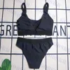 Womens Black Bikini Set Brand Logo Swimsuit Sports Tanks Underwear For Women Split Swimwear