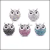 Other Snap Button Jewelry Colorf Rhinestone Owl Components 18Mm 20Mm Metal Snaps Buttons Fit Bracelet Bangle Noosa B1087 Drop Delive Dhulf