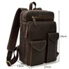 School Bags Retro Men's Backpack Genuine Leather Student Casual Outdoor Sports Bag Crazy Horse Laptop Men