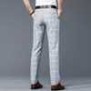 Männer Hosen Marke Sommer Plaid Männer Baumwolle Formale Arbeit Business Schwarz Weinrot Mode Slim Fit Dünne Luxus Hosen männlichen 30-38Men's