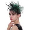Vintage Bride Hair Accessories Feather Headflower Beaded Flower Mesh Hair Hoop Hat Versatile Dress Qipao Accessories XMZ-0015