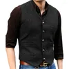 Costumes pour hommes vert noir bleu formel affaires gilet col en V laine chevrons tweed hommes costume gilet décontracté pour mariage marié fête