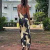 Lässige Kleider Wepbel Trendy rückenfreies Strandkleid Frauen Sommer ärmelloses Halfter bedrucktes lockeres Ganzkörper-Sonnengewand