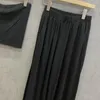 Tweedelige damesbroek met veegborst, dun ontwerp, elastische taille, alles bij elkaar zwart