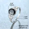 Полосы колец самка черное кристаллическое кольцо классическое серебряное цвет Тонкое взаимодействие для женщин маленькая овальная пустота свадьба
