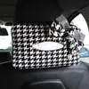 Ny Fashion Classic Plaid Bowknot Car Headrost Tissue Bag Auto Seat Hanging Sun Visor Paper Box Tower Holder Styling Car Accessories