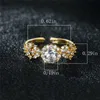 Bandringe Niedliche weibliche Kristall runder offener Ring Goldfarbe Engelsflügel Verlobung Luxus weißer Zirkon Hochzeit für Frauen