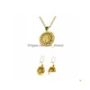 Jewelry Sets Luxury Women Gift Party Muslim Round Turkey Set Earring Pendant Necklace Drop Delivery Dh1Kd