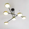 Kronleuchter Moderne einfache LED-Kronleuchter mit rundem goldenen Lampenschirm 3 Lichter dimmbar hängend für Wohnzimmer Restaurant