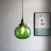 Anhängerlampen kreativer Bar Schlafzimmer Nachthänge Hanging Leuchte Hosendu E27 Japanischer Stil Retro Messingglas Lampe Farbe Kronleuchter