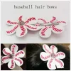 Baseball Softball pinces à cheveux Football pinces à fleurs en cuir arcs cousus strass épingle à cheveux cheveux Barrettes accessoires BYP4694