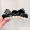 Crampes coréen Bow Pearl Rhingestone Hair Claw Clips for Women Barrettes Hairpins Style accessoires de mode