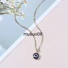 Pendant Necklaces Round Drop Shape Evil Eye Pendant Necklace Golden Chain Turkish Protect Lucky Necklace for Women Men Gifts J230601