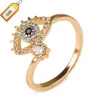 Fashion Gold Plated Adjustaable Cubic Zircon Evil Blue Eye Rings for Women