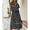 Abiti casual di base Abito estivo a pois Abito da camicia con stampa leopardata da donna Bohemien di media lunghezza a vita alta Beachwear Vacation Summer 230531