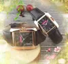Relógios masculinos de alta qualidade 31mm e femininos 25mm quadrados romanos mostrador tanque movimento quartzo relógio ouro rosa caixa de prata pulseira de couro vestido amantes relógio de pulso