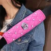 Nowy 1 zestaw Universal Crystal Crown Pu Skórzany pas bezpieczeństwa Pasek bezpieczeństwa Diamond Auto Handbrake Cover Styl Akcesoria samochodowe Rose Rose