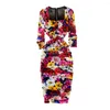 Casual Dresses Women Summer Dress Midi Long Mesh Tulle Floral Print Corset Wrap Chest Party Female