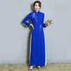 Vêtements ethniques printemps été Vintage chinois traditionnel en mousseline de soie Cheongsam broderie fleur femmes Ao Dai élégant soirée soirée longue robe