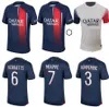 S-4XL MBappe Hakimi Soccer Jerseys 2023 2024 Maillot de Foot Marquinhos Verratti 23 24 Sergio Ramos Men Kids Kitsセットサッカーシャツ