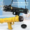 Sable Play Water Fun Electric Mortar Bubble Gun Toy avec léger Soap Soap Hine pour enfants Cadeaux Toys