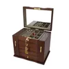 Smyckespåsar retro trärättningsbox stor kapacitet 360 Vintage lyxig multi -lager arrangör för tjejprydnad