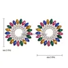 Stud Sparkly Rhinestone Round Earrings For Women Boho Mticoloured Crystal Flower Charms Jewelry Party Bijoux Drop Delivery Dhtyy